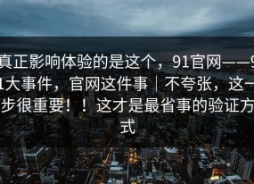 真正影响体验的是这个，91官网——91大事件，官网这件事｜不夸张，这一步很重要！！这才是最省事的验证方式