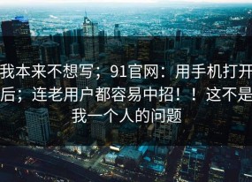 我本来不想写；91官网：用手机打开后；连老用户都容易中招！！这不是我一个人的问题