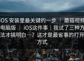 iOS 安装里最关键的一步 ｜ 蘑菇视频电脑版 ｜ iOS这件事｜我试了三种方法才搞明白…？这才是最省事的打开方式