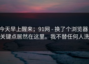今天早上醒来；91网 - 换了个浏览器，关键点居然在这里。我不替任何人洗